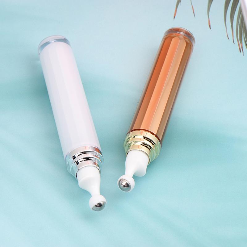1 szt. 20 ml pusta butelka z rolką do kremu pod oczy, wielokrotnego napełniania, akrylowy pojemnik na serum pod oczy z pompką kulkową ze stali nierdzewnej