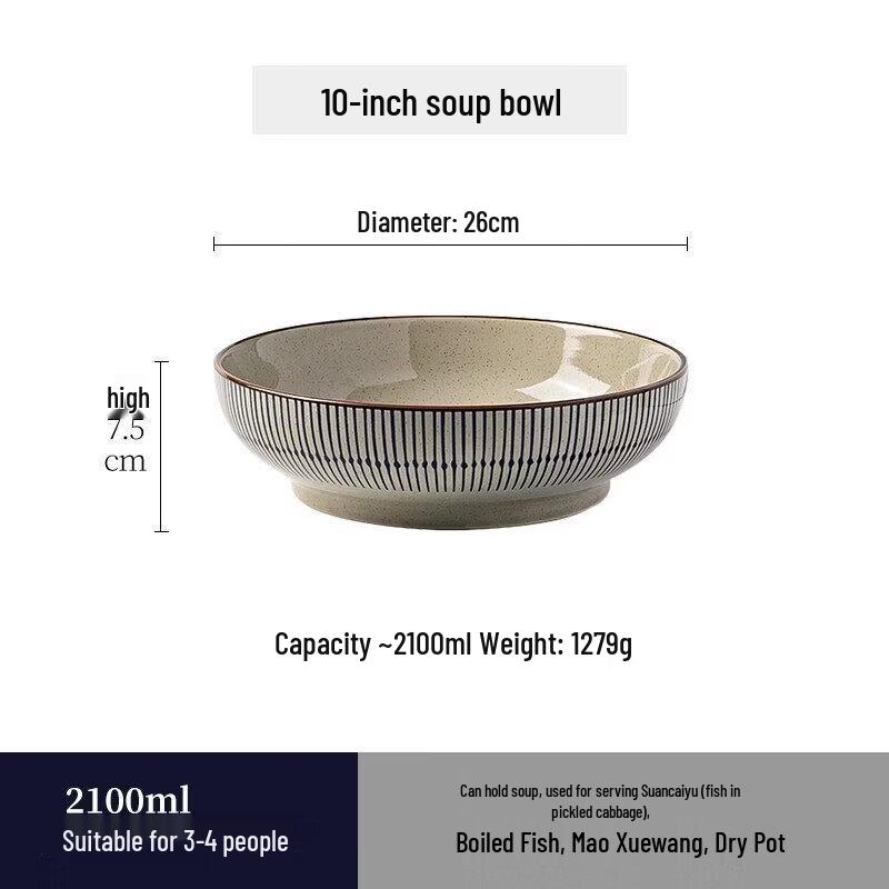 Qiwei Japanese Underglaze Ceramic Deep Plate