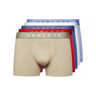 Shorts boxer masculino heterogêneo Henleys (Pacote de 5)