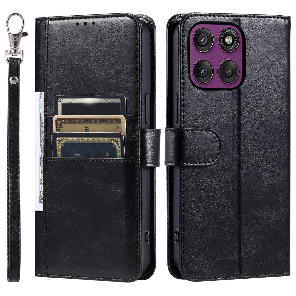 For Motorola Moto G86 5G Case 6 Card Slots PU Leather Anti-Fall Phone Cover with Wrist Strap