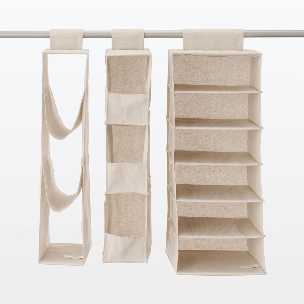 MUJI Tillbehör 15 cm Bredd x 35 cm Djup x 70 cm Polyester Klädförvaringslåda Hållare, Hög, Linne, 12373254, Låda,