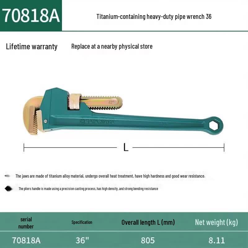 SATA 70818A 36-inch Titanium Pipe Wrench