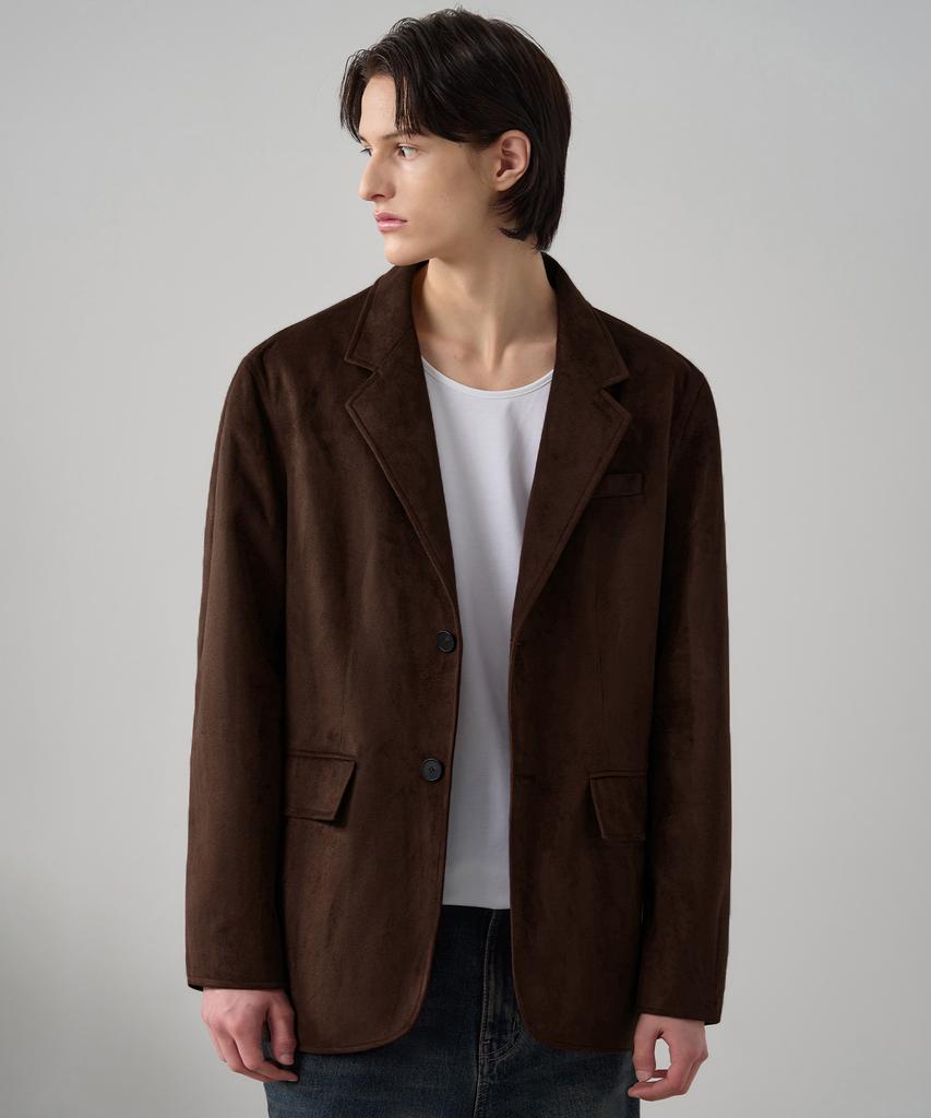 Draw Fit Fluid Single Suede Blazer [Chestnut Brown]