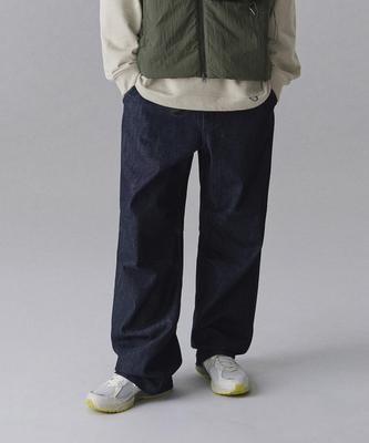 [City Leisure] Belted Denim Parachute Pants [Deep Indigo]
