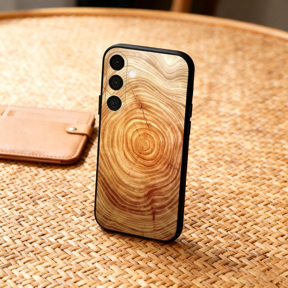 N-Natural W-Wood G-Grain Art Phone Case For Samsung  A73,72,71,A52,51,40,41,A22,A32,31,A13, Soft Black Shell