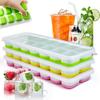 Ice Cube Tray Silicone Mold with Cover Square 14-cube Easy Release Ice Cube Molds Summer Kitchen Bar DIY Iced Drink Maker Tools