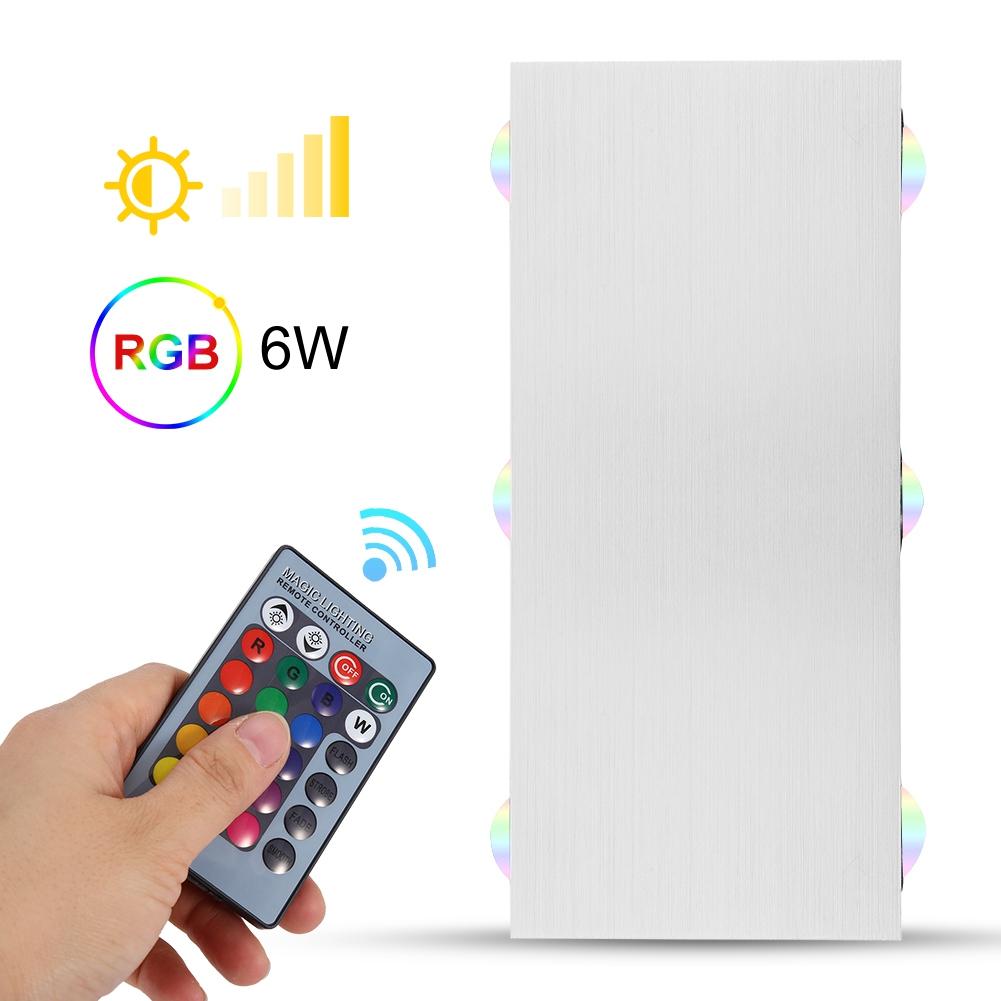 LED Colorful RGB Wall Lamp Aluminum Indoor Bedroom Waterproof Decorative Lamp(Rectangular 6W)