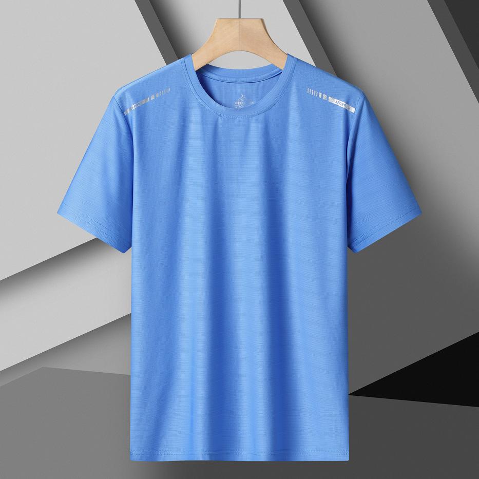Plus Size Ice Silk T-shirt Round Neck Short Sleeve Plus Size Breathable Sports Casual T-shirt