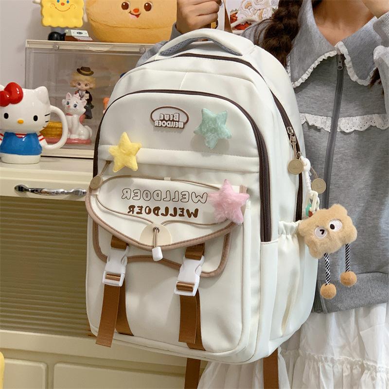 Schoolbag Junior High School Student School Bag Female Large Capacity Lightweight Girl High School Student Class Commuter Backpack Leisure Travel