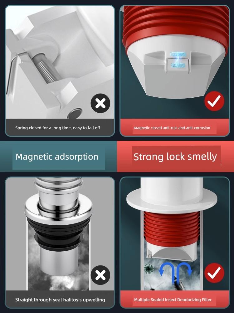 Floor Drain Deodorizing Filter Sealing Plug Bathroom Kitchen Check Valve Drain Pipe Anti-Odor Downcomer Neutral Closure Handy Gadget