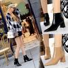 Winter fashion simple thick heel pointed glossy patent leather sexy thin high heel short boots
