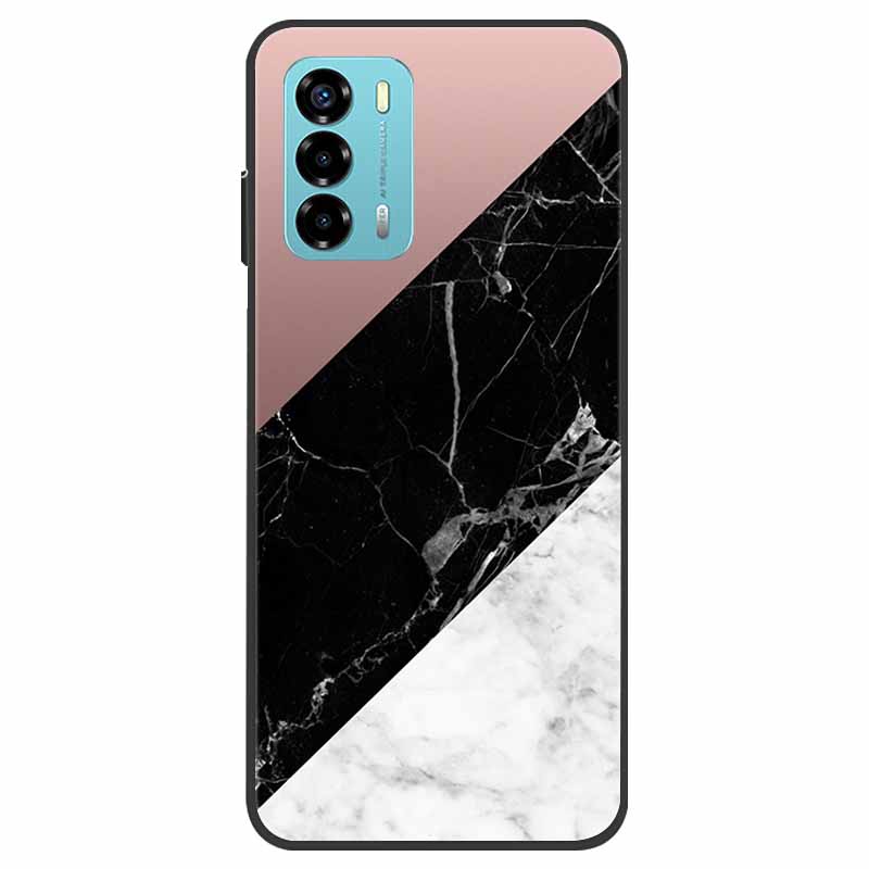 Custodia per ZTE Blade V40 Vita Fiore Marmo Nero Paraurti Morbido TPU Silicone Cover per ZTE V 40 Vita / Blade V40 Vita Custodie per Telefono