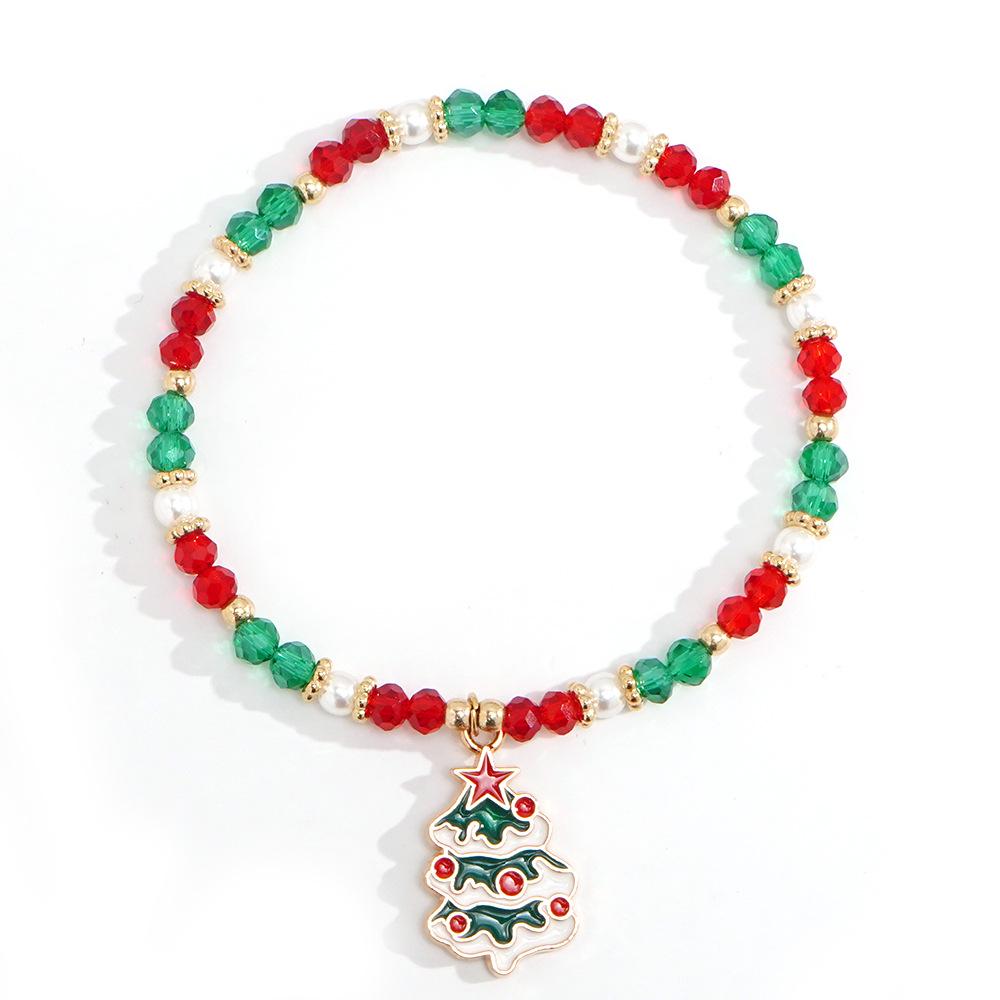 Christmas Crystal Beaded Bracelets with Santa and Snowman Charms - Holiday Gift Assortment