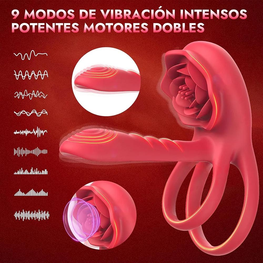 Powerful Rose Vibrating Cock Ring Vibrator Penis Sleeve Sucking Stimulator G-spot Erection Ring Clitoral Couples Adult Sex Toys