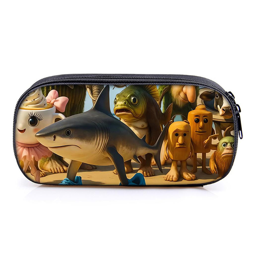 Hot Sales Italian Brainrot Print Layered Pencil Case Quality 2D Flat Cartoon Pen Bag Best Gift for Boys/Girls School Supplies