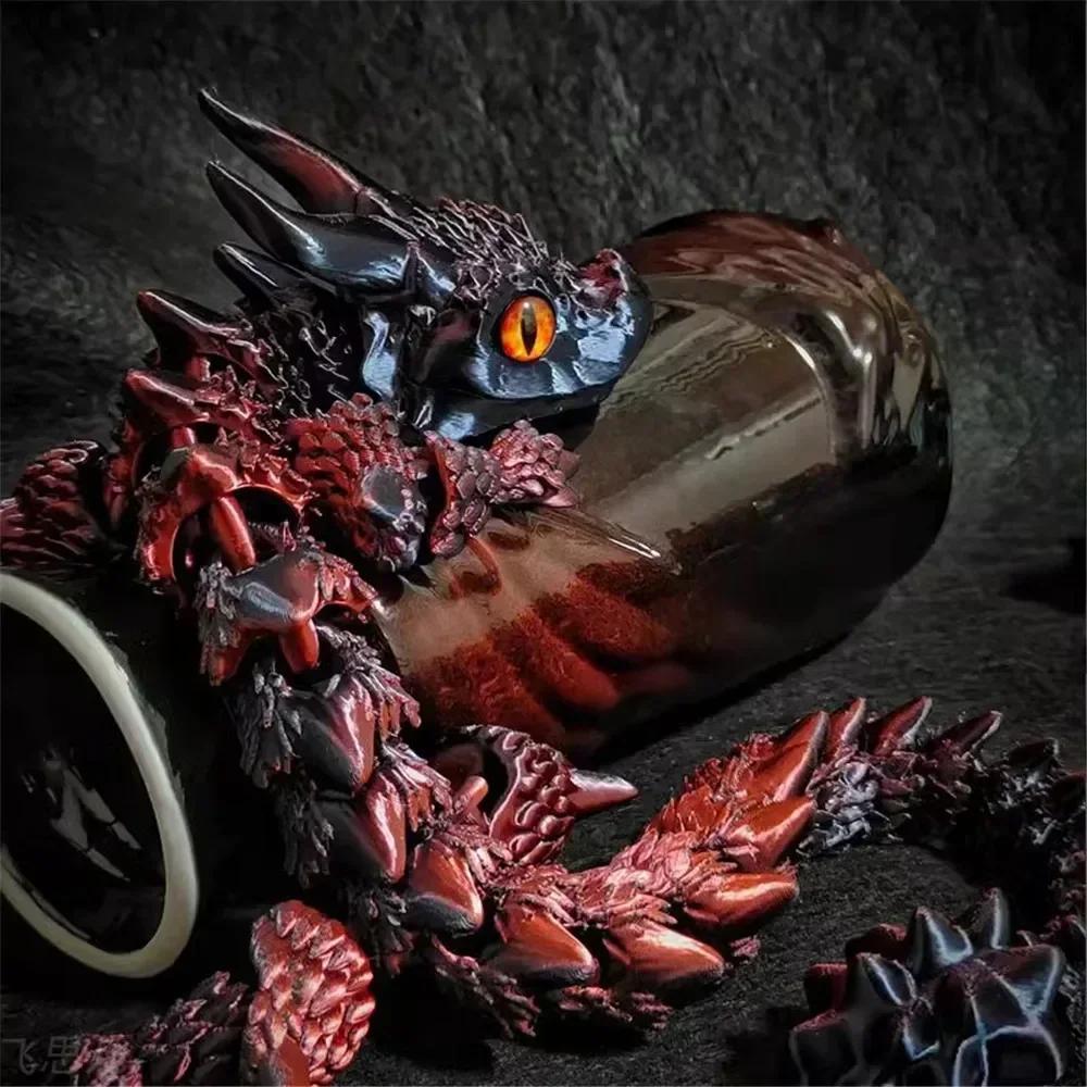 Creative 3D Printed Cute Double Horned Dragon Simulated Dragon Miniatures Table Home Decoration Pretty Ornament Toy Cool Gift