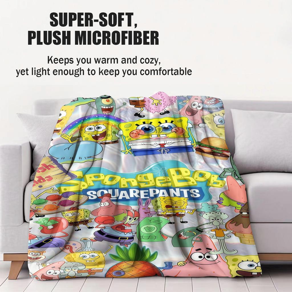 SpongeBob: Lively&Vibrant All-Character Group Portrait Print Blanket Soft Multifunctional Decortive Universal Throw Blanket Gift