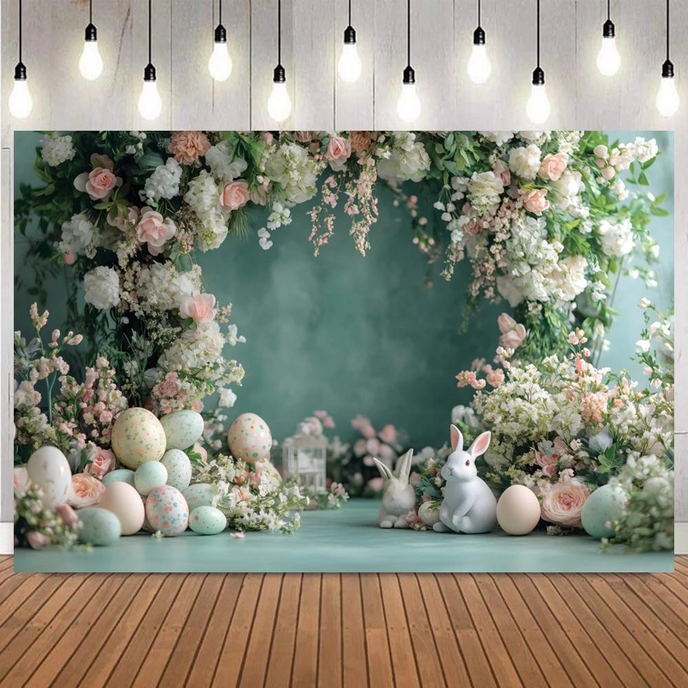 Easter Fairy Tale Forest Rabbit Easter Egg Photography Background, Children Birthday Party Home Decoration Photography Backdrop8