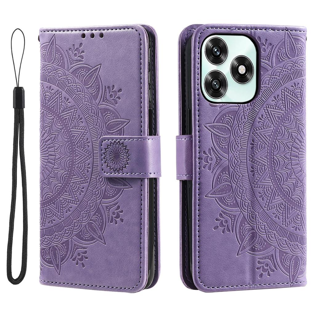Stand Case For Honor Play10A 4G / X5c Plus 4G / X5c 4G Imprinted Totem PU Leather Wallet Phone Cover with Wrist Strap