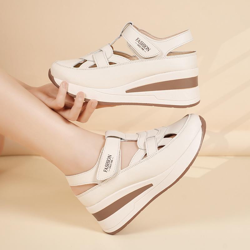 Women'S Minimalist Retro Heightening Mom Shoes, Soft-Soled Hollow Thick-Soled Casual Sneakers