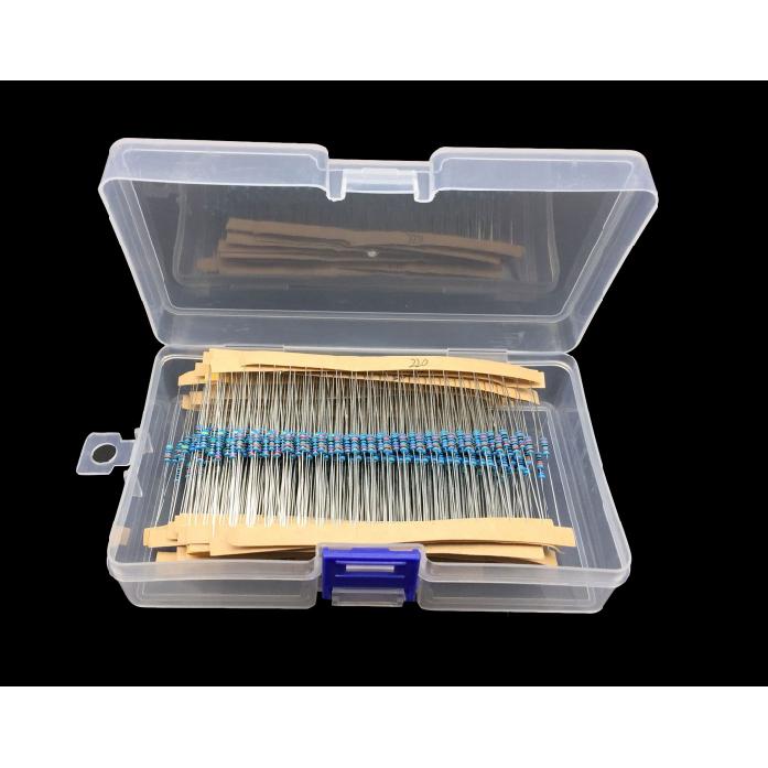 600Pcs (30 Values X 20pcs) 1/4W 1% Metal Film Resistors Set 1 Ohm - 4.7Mohm 1/4 Watt High Precision MF Resistance Kit Assortment