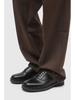 Men's Black Genuine Leather Derby Shoes - High-End, Round Toe, Formal/Casual, French/Japanese-Inspired.