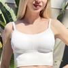 Wirefree Camisole Cropped Tank Top Women Seamless V Neck Removable Yoga Fitness Sport Underwear