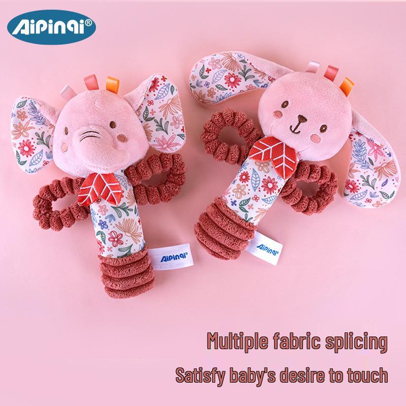 Aipinqi New Hand-Crank Baby Soothing Plush Rattle Doll, Colorful Grasping Stick Toy for Infants Aged 0-1 Year Old