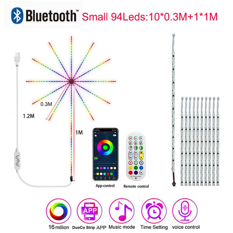 

Firework Led Strip Lights For Room Wall Bluetooth Led Tape Light 5V Rgbic Led Lighting Strips Usb Led Strip Music Sync Rgbic RGBIC&5050 Non Waterproof&Remote No Battery