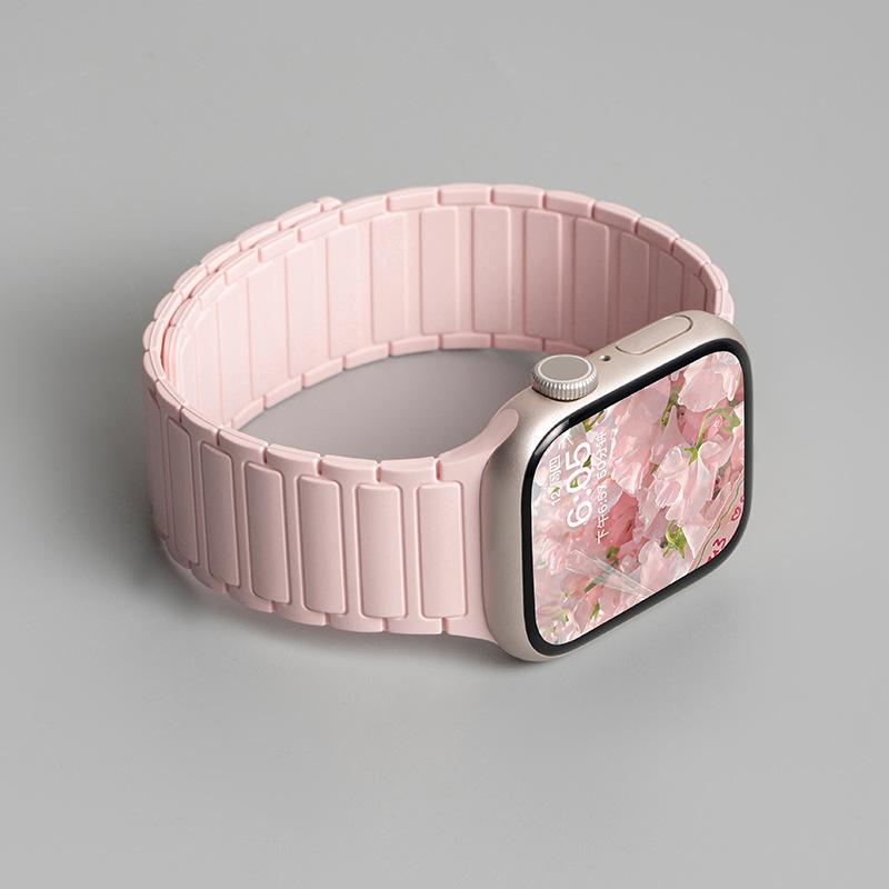 

Applicable iwatch11 strap S9 Apple S10 watch watch8 magnetic suction 3 silicone applicable: (s11/s10-42mm) 38/40/41mm розовый