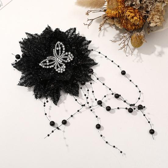 Peony Feather Tassel Hair Claw Women Girls High Cap Bone Design Hairpin Sturdy Shark Clip Hair Accessory