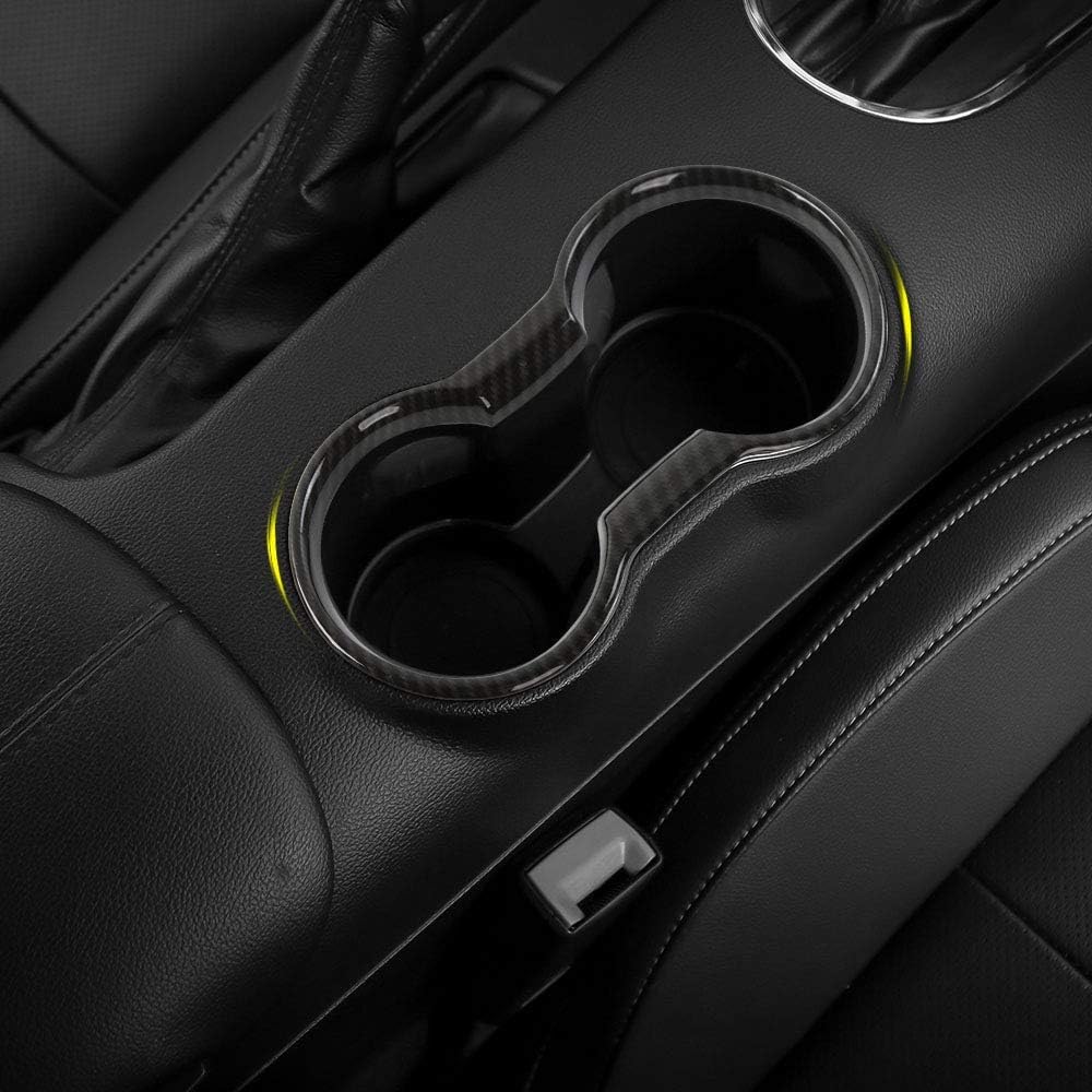 Mustang Interior Carbon Fiber Grain Cup Holder Cover Trim Kits Frame for Mustang 2015 2016 2017 2018 2019 2020 2021 2022 2023 Interior Upgrade