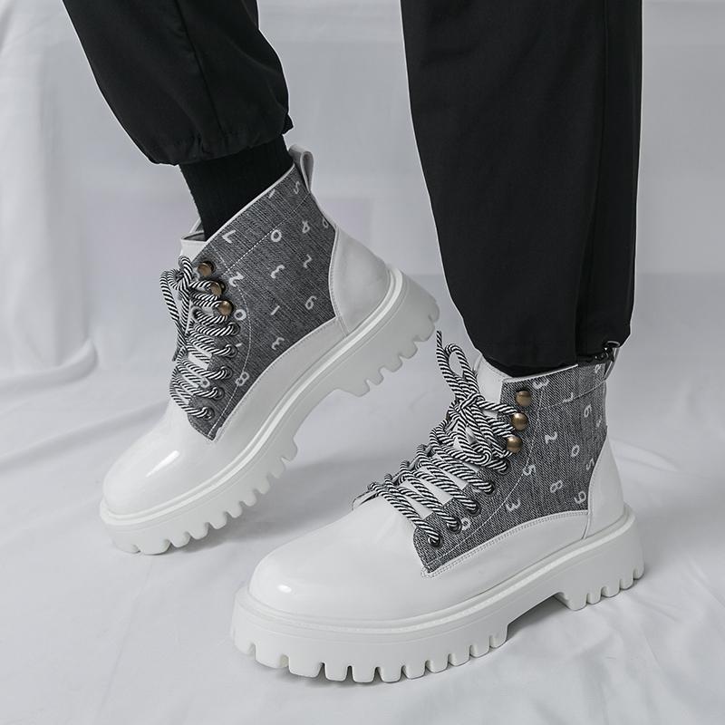 Men's High Top Fashion Boots Color Block Street Style Trendy Daily Commuter Wear Date Night Outfit Casual Men's Footwear