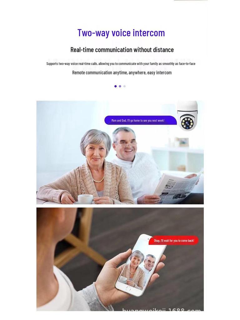 E27 Wireless Panoramic Bulb Camera - 360° Rotation & Full-Color Night Vision