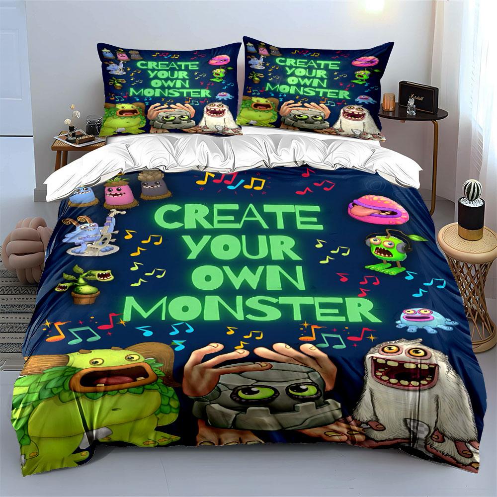Colorful monsters and music. Bedding sets Duvet cover sets Duvet covers Pillowcases(1*Duvet Cover 2*Pillowcases without duvet insert)