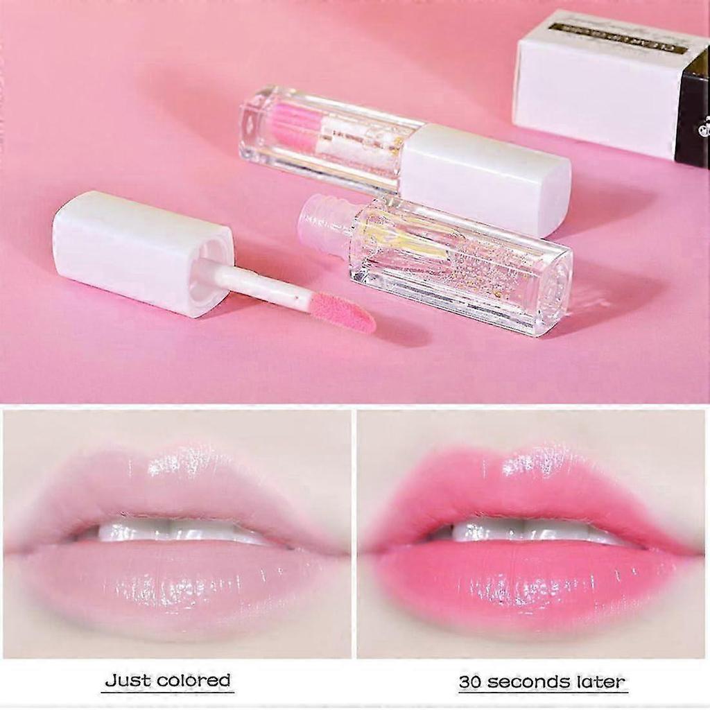 Color Changing Lip Oil,Color Changing Lip Oil Cosmetics Moisturizing Transparent Plumping Lip Oil Tinted, Lip Glow Oil for Lip Care and Dry Lips