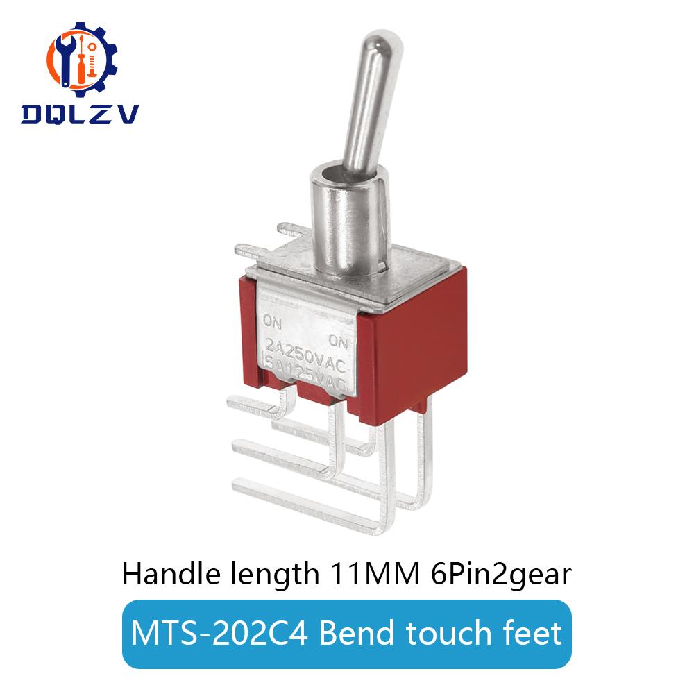 6MM Toggle Switch Bent Switch 2/3/10A 125/250V AC 2nd Gear 3rd Gear Toggle Switch 3/6Pin Side Bend Rocker Switch