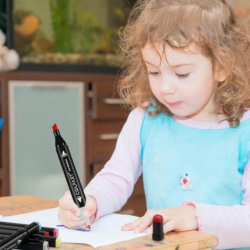 120 Good Coloring Markers Alcohol Markers Dual Tip Art Markers for Kids Hard Marker Pens with Pen Holder and Carry Pouch for Adult