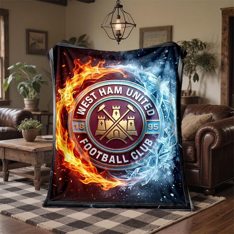 West Ham United Football Print Flannel Blanket Soft Warm Sofa Bed Throw Blanket For Home Office Bedroom