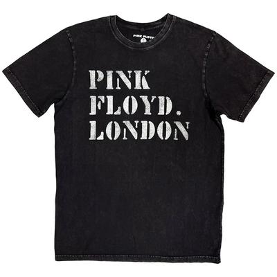 T-shirt Pink Floyd Stone Wash: Logo Stencil (Nero) NOVITÀ UFFICIALE