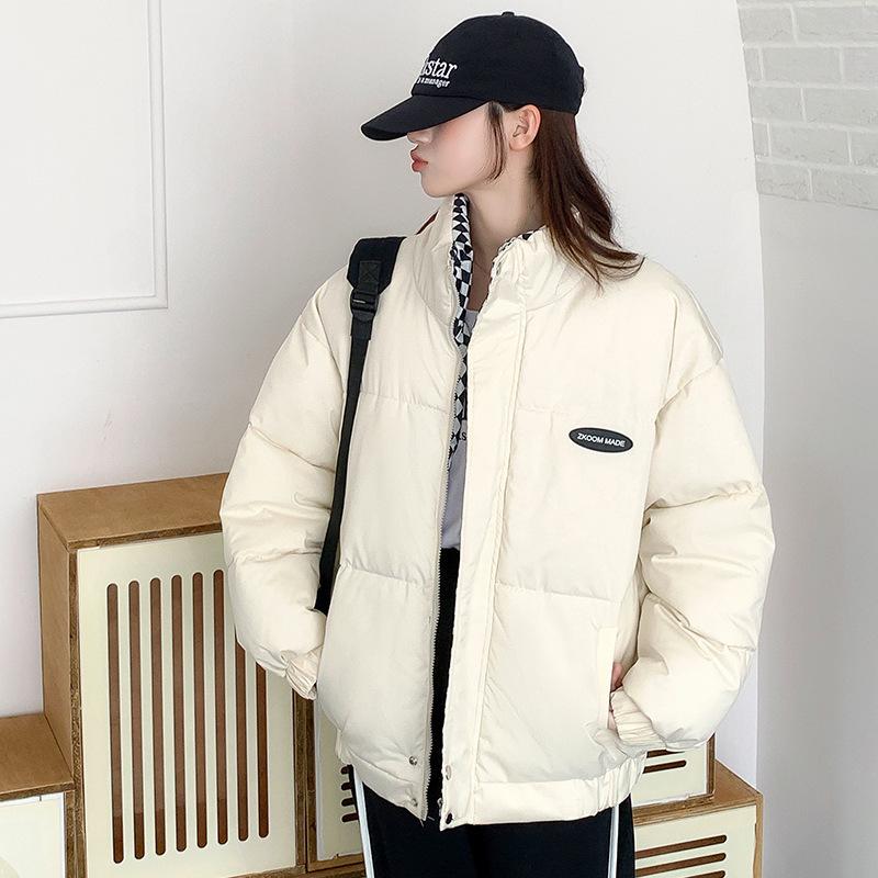 Women's 2025 Winter Slimming Korean Style Thickened Cotton Jacket - Trendy Short Stand Collar Coat
