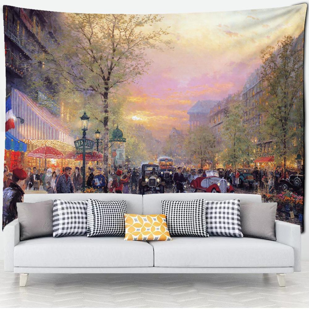 

Лесная хижина гобелен настенная картина маслом фон ткань печать психоделическое колдовство богемный декор 400x220cm