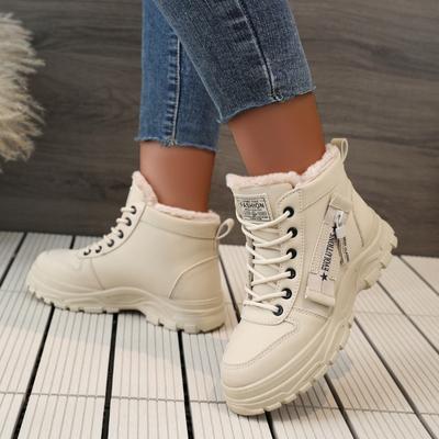 Fashion Women Boots Fashion Winter Warm Shoes for Women Casual Plus Velvet All-Match Sneakers Thick-Soled Cotton Boots Zapatos De Mujer