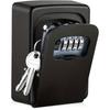 Secure & Spacious Wall-Mounted Key Safe - Waterproof, Weatherproof Metal Lock Box with 4-Digit Combination for Home Keys, Easy Install, Black