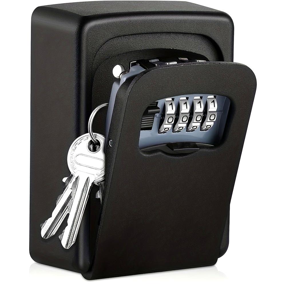 Secure & Spacious Wall-Mounted Key Safe - Waterproof, Weatherproof Metal Lock Box with 4-Digit Combination for Home Keys, Easy Install, Black