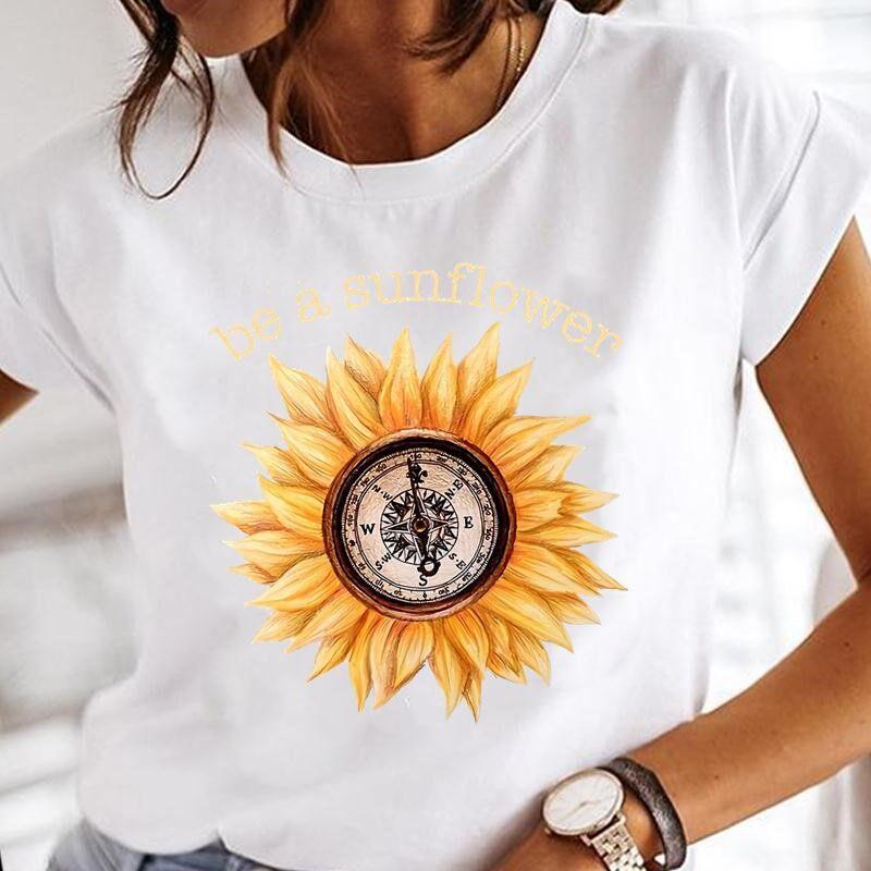 Summer Bee Animal Cartoon Cute Round Neck Pure Cotton Printed Unisexs and Womens Short Sleeved New Personalized Casual Tshirt