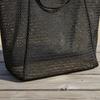 Foldable Mesh Beach Bag Large Capacity Travel Tote Shoulder Handbag for Clothes and Sundries Black