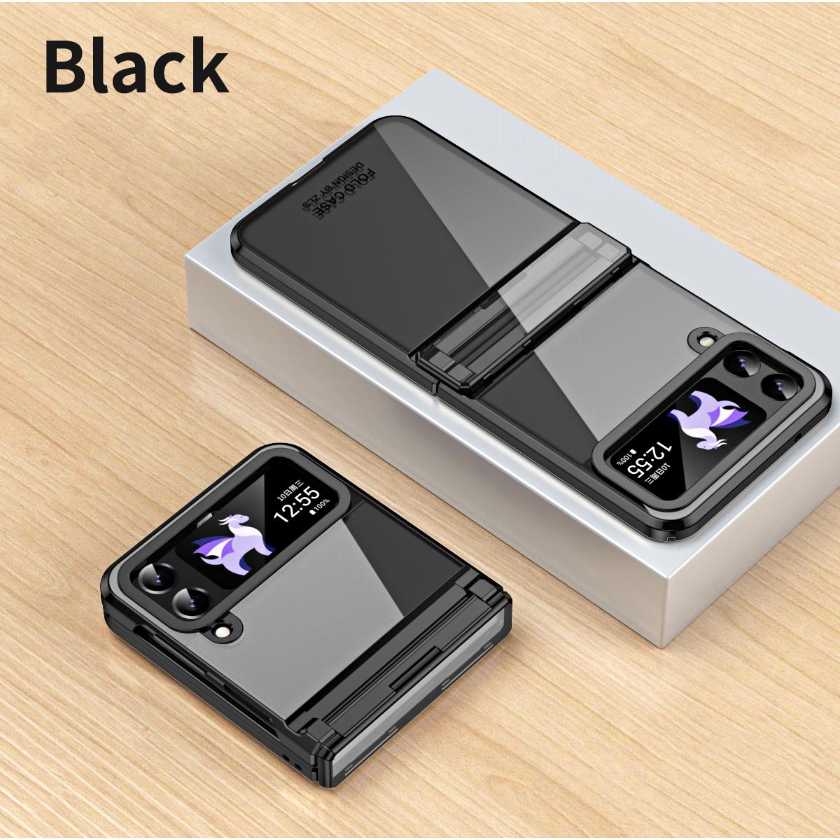 

Прозрачный гальванический защитный чехол для телефона с фантомными шарнирами для Samsung Galaxy Z Flip 4 3, противоударный чехол для камеры for Galaxy Z Flip 4&Only Case No Pen чёрный