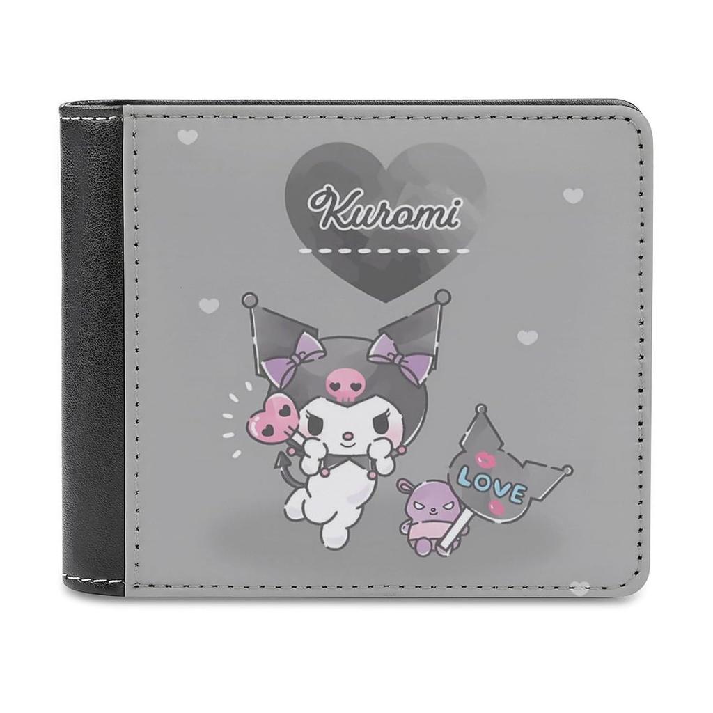 Emzlikne Sanrio Kuromi Wallet Mens Large Capacity Coin Purse Thin Womens Slim Mini Popular Business Long Genuine Leather