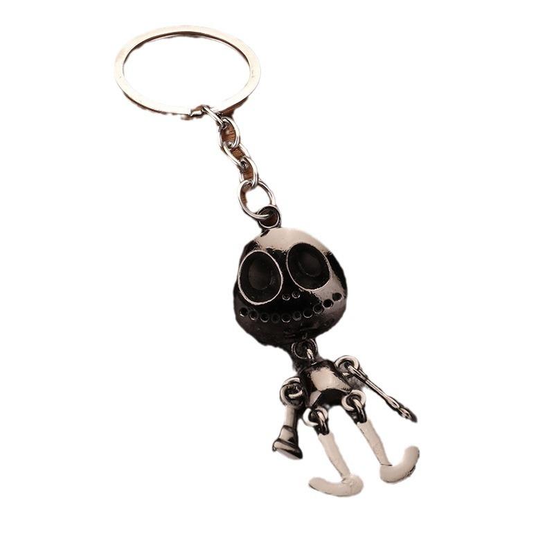 Simple Ghost Head Simple Metal Keychain Cute Couple Creative Jewelry Key Ring Bag Pendant